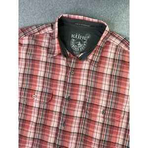Kuhl Eluxur Plaid Shirt Men's Size XL Red Gray Metal Button Up Hiking Outdoor